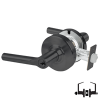 Schlage ND53-PD-BRW 622 entrance lock, black cylindrical lockset with Broadway lever and keyed cylinder