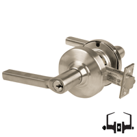 Schlage ND53PD LAT 619 entrance lock, satin nickel cylindrical lockset with Latitude lever and keyed cylinder