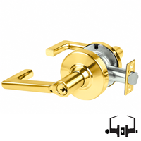 Schlage ND53PD LON 605 entrance lock, bright brass cylindrical lock with Longitude lever and keyed cylinder