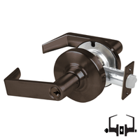 Schlage ND53-PD-RHO 613 entrance lockset, oil-rubbed bronze Rhodes lever with keyed cylinder and latch