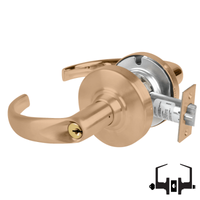 Schlage ND53PD SPA 612 entrance lock, satin bronze cylindrical lockset with Sparta lever and keyed cylinder