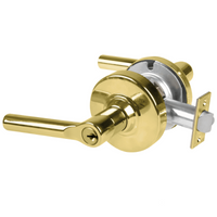 Schlage ND70PD-BRW classroom lockset, Broadway lever, bright brass 605 finish with keyed cylinder