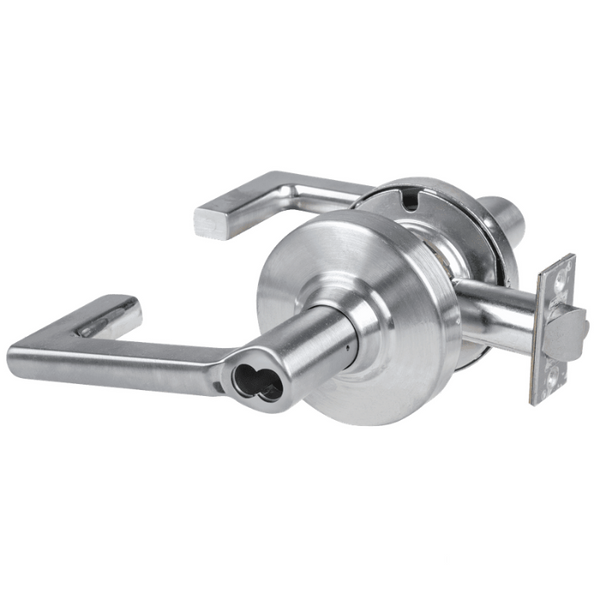Schlage ND80BD-LON-626 storeroom cylindrical lock with Longitude lever, satin chrome, SFIC less core