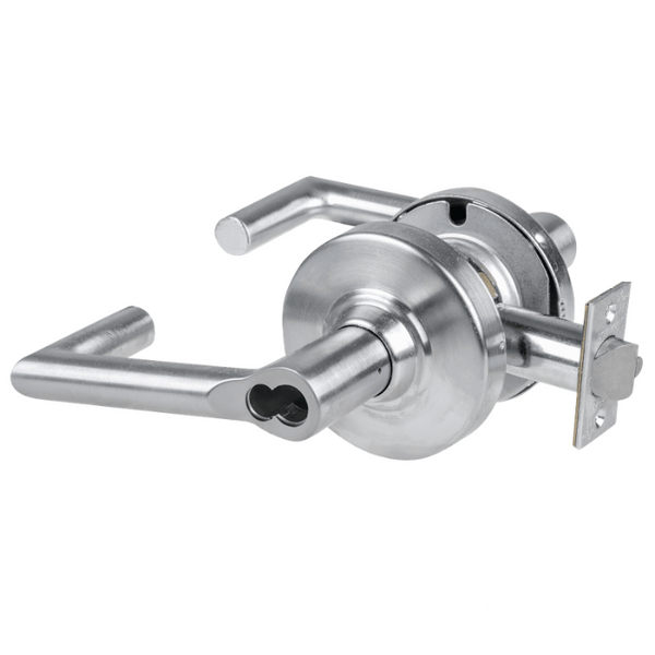 Schlage ND80JD-BRK-626 storeroom cylindrical lock, satin chrome, Boardwalk lever with FSIC prep, less core