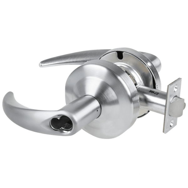 Schlage ND80JD-OME-626 storeroom cylindrical lock with Omega lever, satin chrome, less core