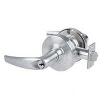Schlage ND80PD-ATH-626 storeroom cylindrical lock, satin chrome, Athens lever with keyed cylinder and latch