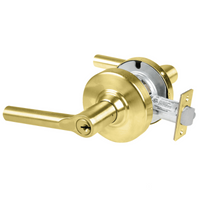 Schlage ND80PD-BRW-606 storeroom lock, Broadway lever, satin brass cylindrical lockset with keyed cylinder