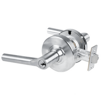 Schlage ND80PD-BRW-626 storeroom lock, satin chrome cylindrical lockset with Broadway lever and keyed cylinder