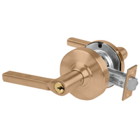 Schlage ND80PD-LAT 612 storeroom lock with Latitude lever, satin bronze finish, keyed cylinder and latch