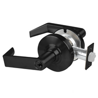 Schlage ND80PD-RHO-622 storeroom cylindrical lock with Rhodes lever, matte black finish, keyed lever and latch