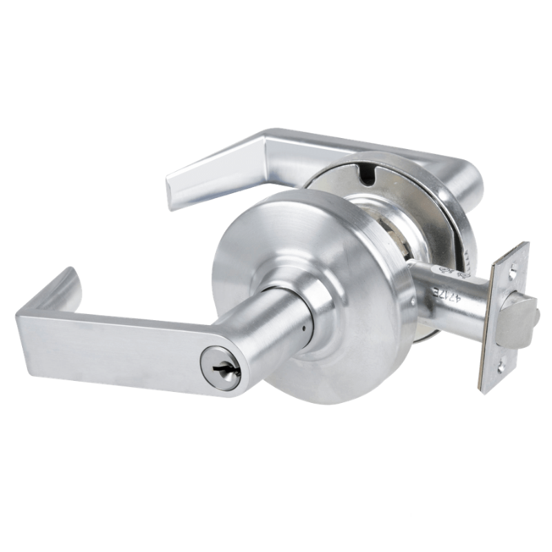 Schlage ND80PD-RHO-626 storeroom cylindrical lockset, satin chrome Rhodes lever with keyed cylinder