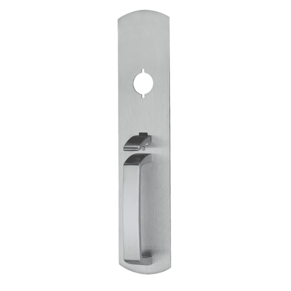 Von Duprin 990TP-R/V-US26D thumbpiece pull trim, classroom function, satin chrome with cylinder hole