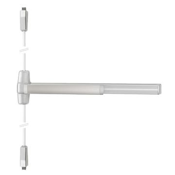 Von Duprin 9927EO-F-626 Fire-rated Surface Vertical Rod Exit Bar, 84" Door Height, Exit Only, Less trim, Satin Chrome