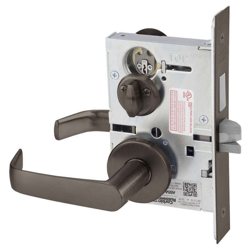 Corbin Russwin ML2030-NSA Privacy Bedroom or Bathroom Mortise Lock, Newport Lever, A Rose