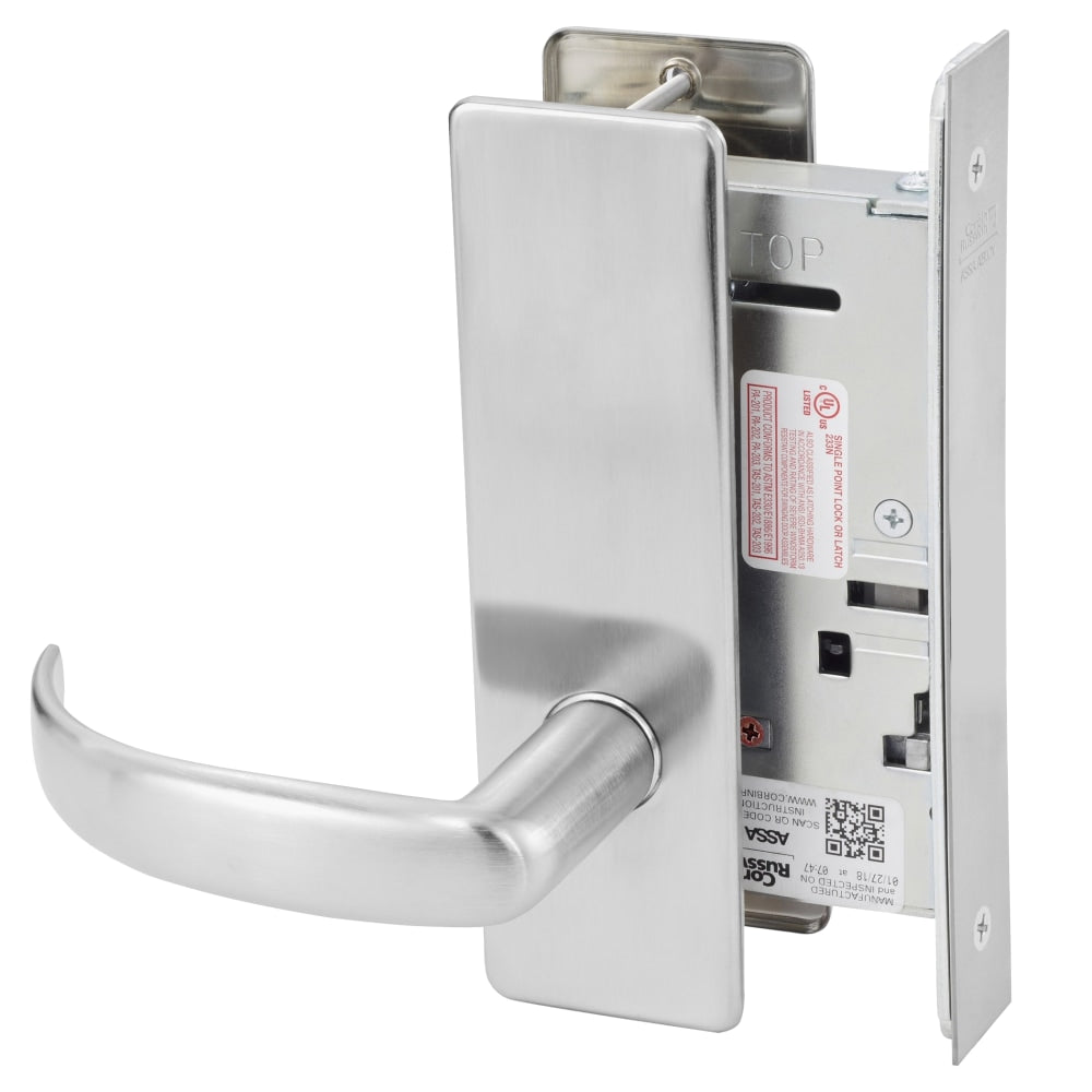 Corbin Russwin ML2050-PSM-626-LC Half Dummy Mortise Lock, Princeton Lever, M Escutcheon, Satin Chrome, Less Cylinder
