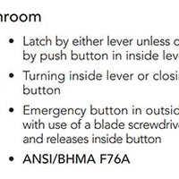 Sargent V30-10XU65-VSLL Privacy/Bathroom Function Cylindrical Lock, Visual Indicator Trim Outside Only, Green/Red, Non-Keyed