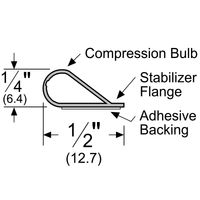 Pemko S88C Silicone Adhesive-Backed Fire-Smoke Gasketing Clear Color dimensions
