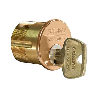 Sargent 41-RA-US10-KD, Mortise Cylinder, 1 1/8 Length, 6 Pin RA Keyway, Keyed Different, Satin Bronze