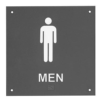 Rockwood BF684-Black Mens Restroom Signage with Braille